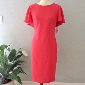 Calvin Klein Sheath Midi Coral Dress